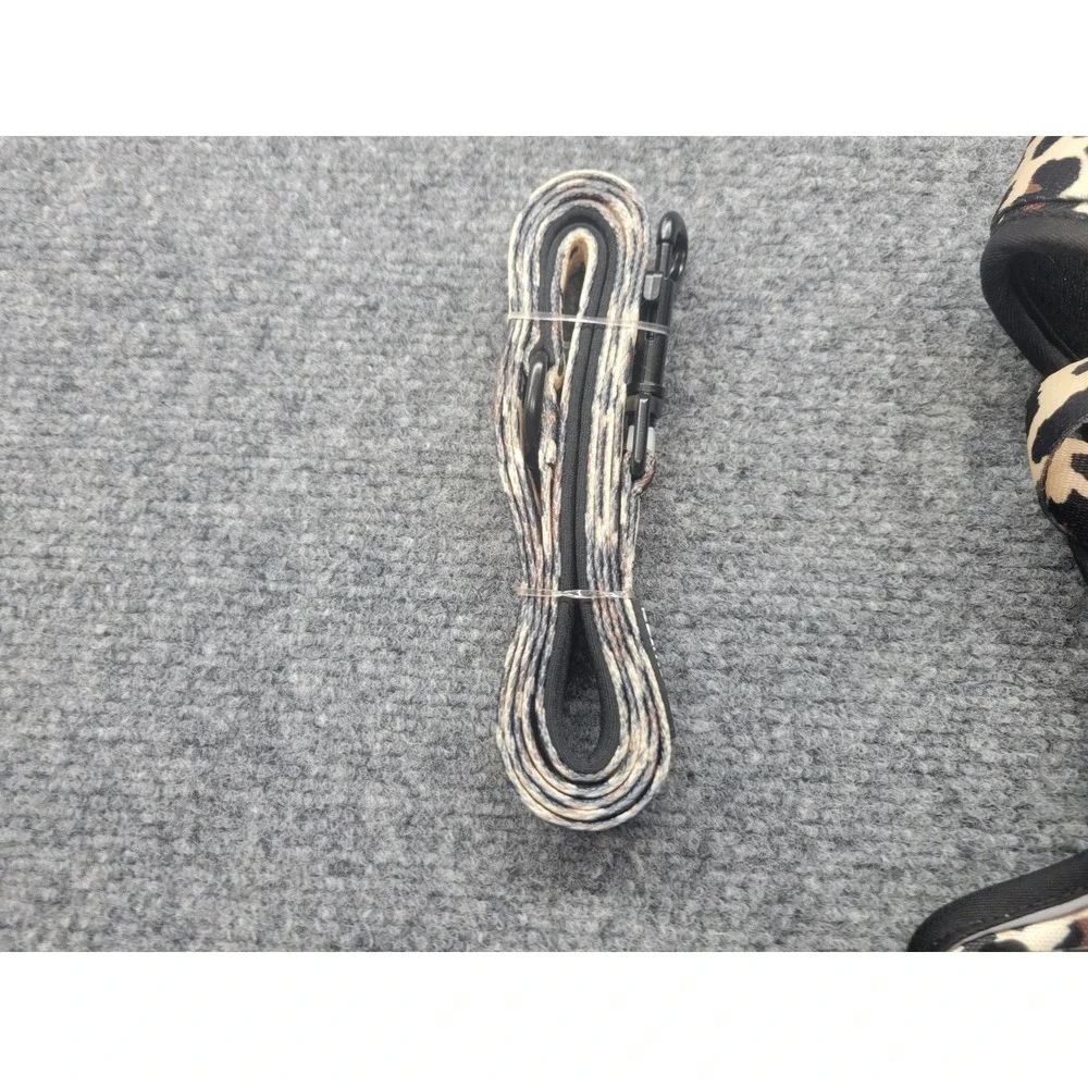 Petmolico Leopard Print Dog Harness Set with Leash and Poop Bag Holder Large